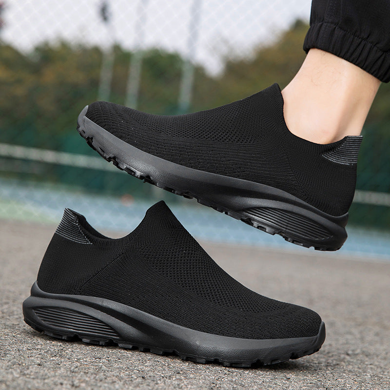 Unisex nan elastic knit slip-on shoe with contoured viscoelastic insole and slip-resistant shock-absorbing outsole Mune Fashion