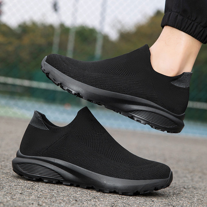 Unisex nan elastic knit slip-on shoe with contoured viscoelastic insole and slip-resistant shock-absorbing outsole Mune Fashion