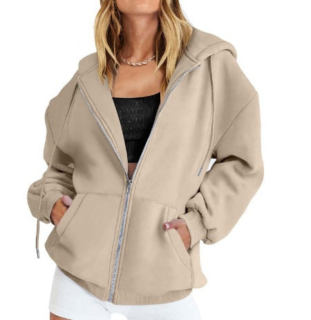 Women's oversized zip hoodie with contrasting zipper, double-layered hood and kangaroo pocket Mune Fashion