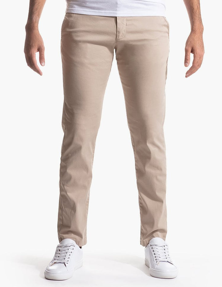 Men's Slim Fit Stretch Chino Pants with Tapered Leg and Elastic Hem Mune Fashion