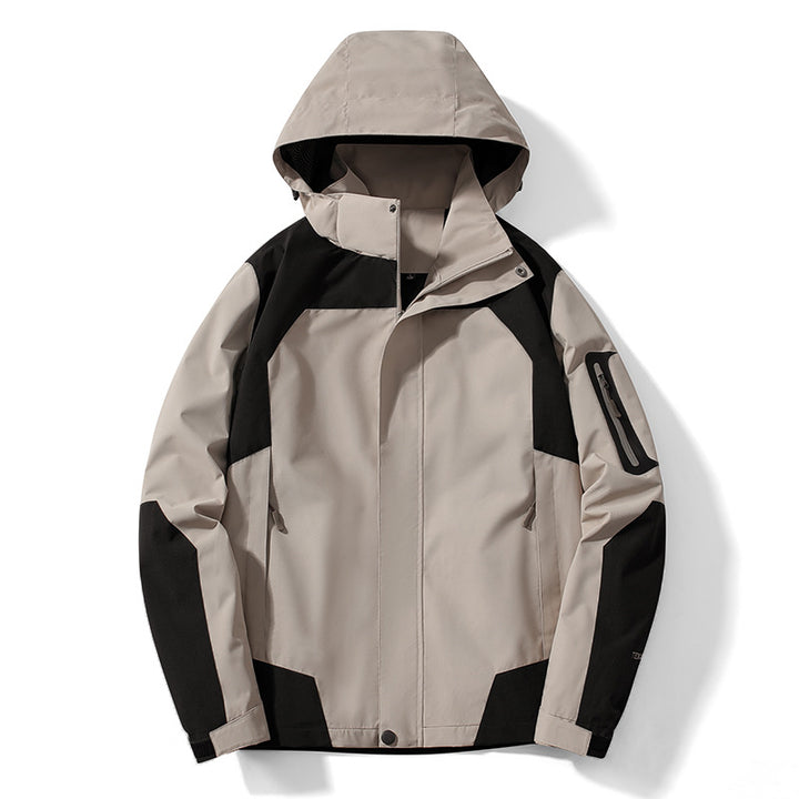 Men's technical softshell hooded jacket with contrast panels and zippered sleeve pocket Mune Fashion