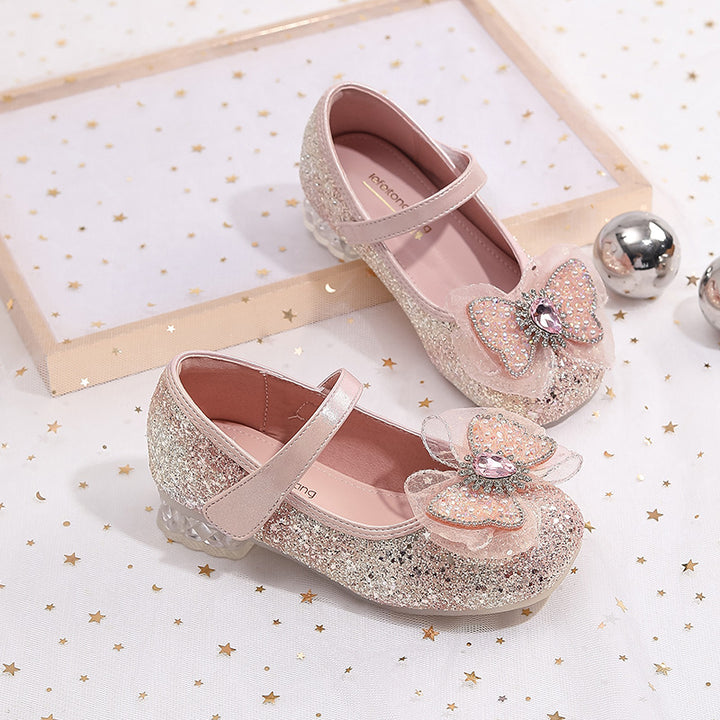 Girls Elegant Ballerinas with Bow Application and Rhinestones Mune Fashion