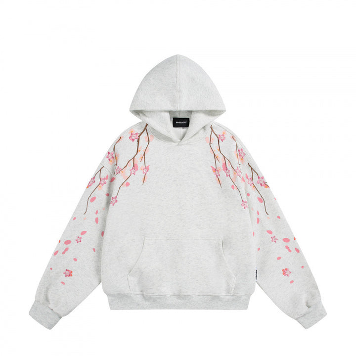 Unisex Oversize Hoodie with Cherry Blossom Print, Kangaroo Pocket and Loose Fit Mune Fashion