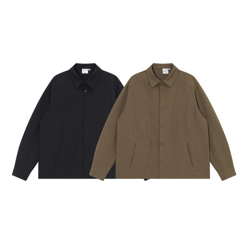 Unisex Boxy Shirt Jacket with minimalist dividing seams and concealed pockets Mune Fashion