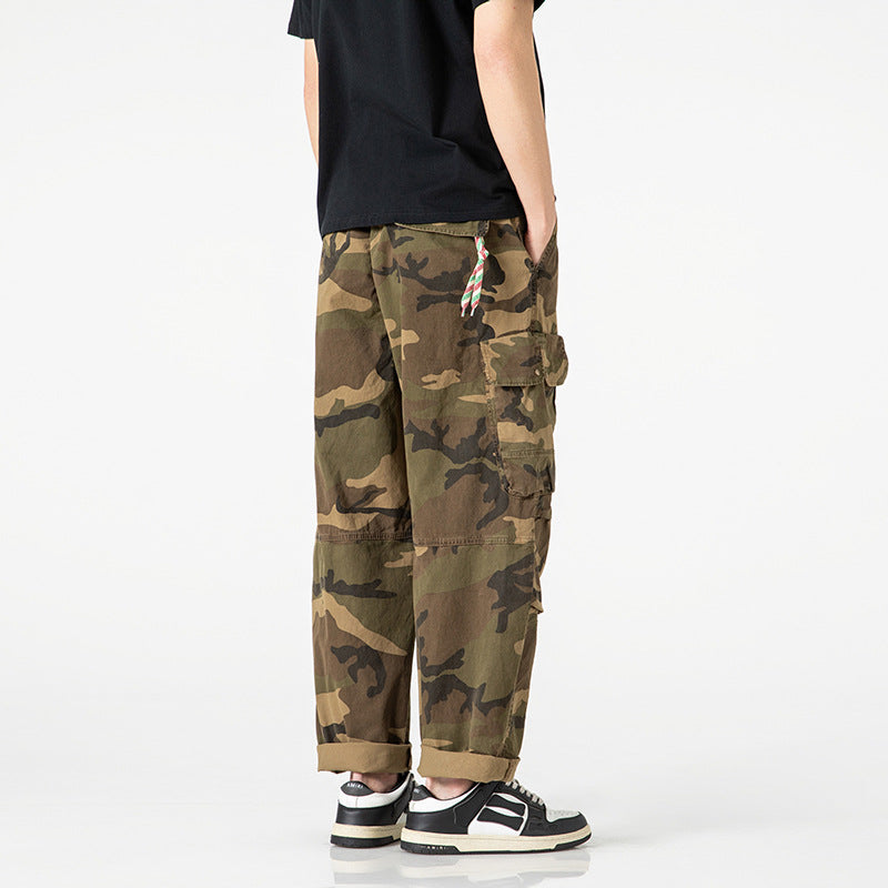 Men's Loose-Fit Cargo Pants in Army Style with Elastic Waistband, Drawstring, and Multifunctional Pockets Mune Fashion
