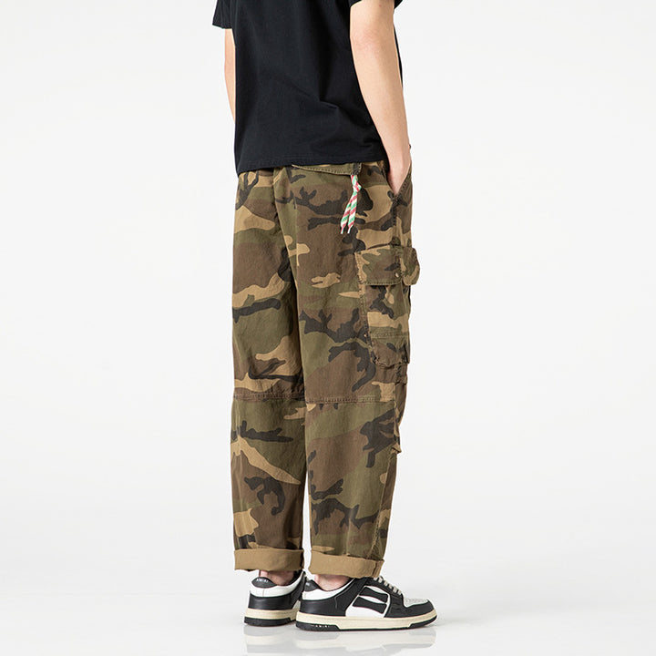 Men's Loose-Fit Cargo Pants in Army Style with Elastic Waistband, Drawstring, and Multifunctional Pockets Mune Fashion