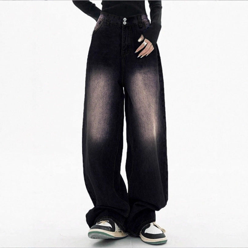 Women's High-Waisted Baggy Jeans made of Denim with Extra Wide Leg and Used-Fade Mune Fashion