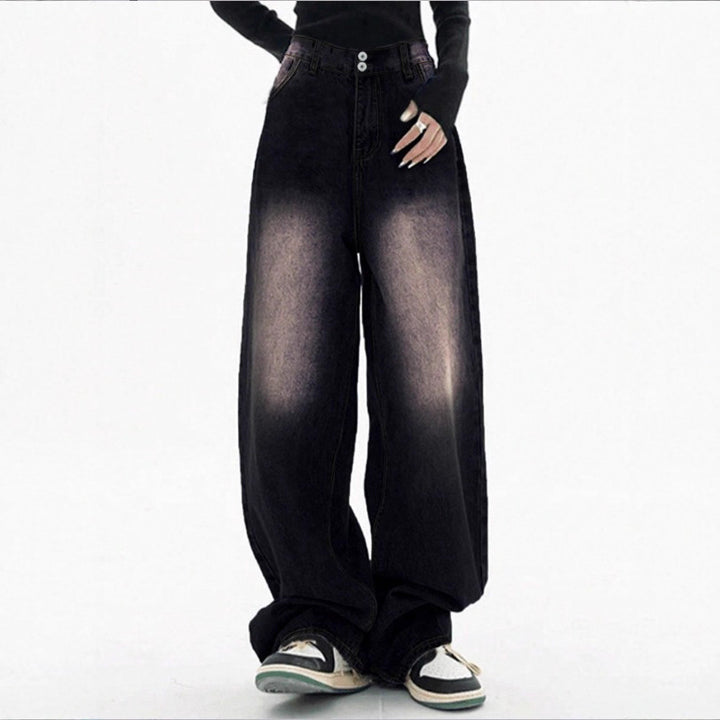Women's High-Waisted Baggy Jeans made of Denim with Extra Wide Leg and Used-Fade Mune Fashion