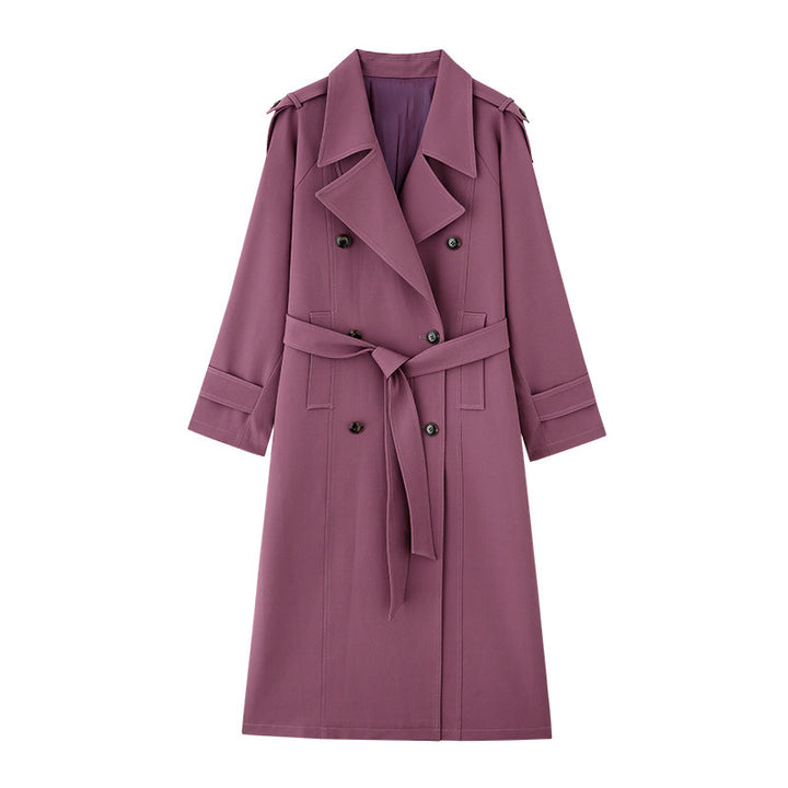Women Elegant Trench Coat with Waist Belt Mune Fashion