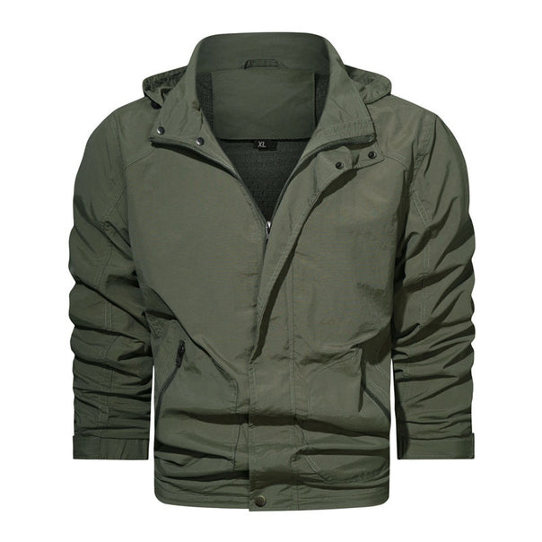 Men's Light Field Jacket with Hood, windproof shell and zippered pockets Mune Fashion