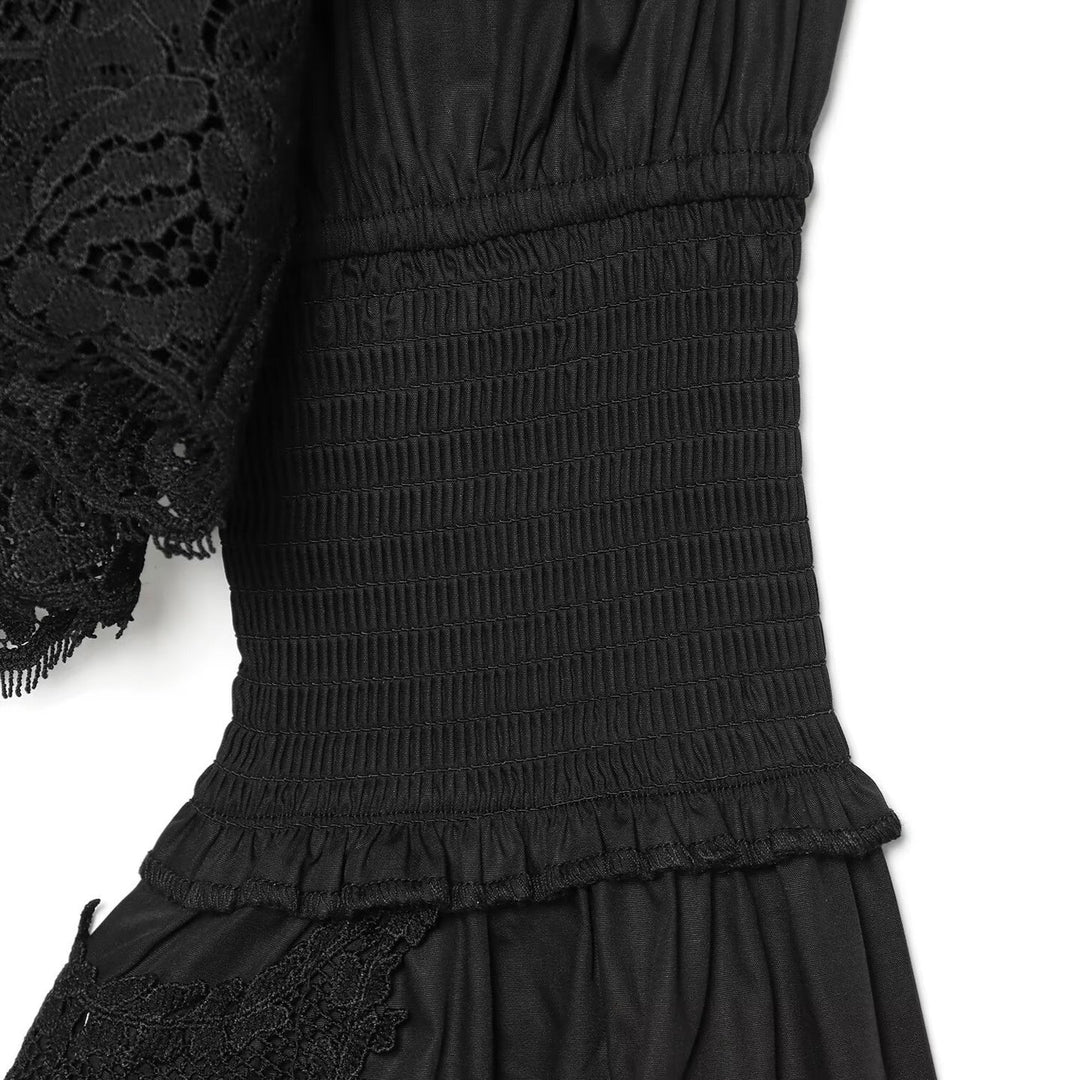Ladies Romantic Blouse with Ruffle Collar, Bell Sleeves and Lace Trim Mune Fashion