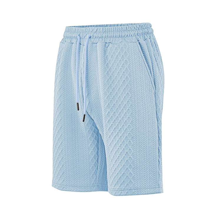 Men's textured beach bermuda shorts made of waffle jersey with elastic drawstring waistband and slanted pockets Mune Fashion