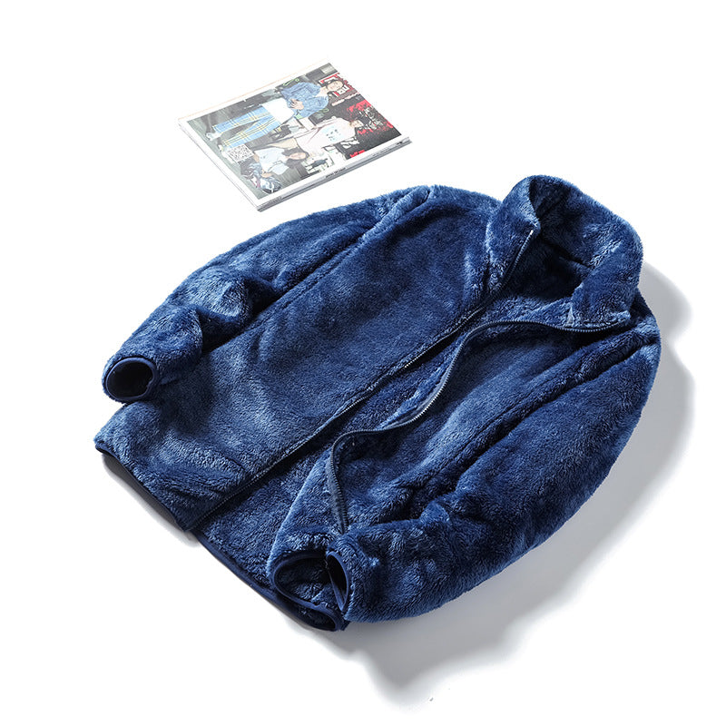 Ladies Cozy Teddy Fleece Jacket in Oversized Style with Stand-Up Collar and Zipper