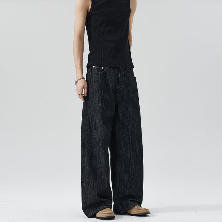 Men's Oversized Denim Palazzo Pants with Extra Wide Leg and Soft Drape Effect Mune Fashion