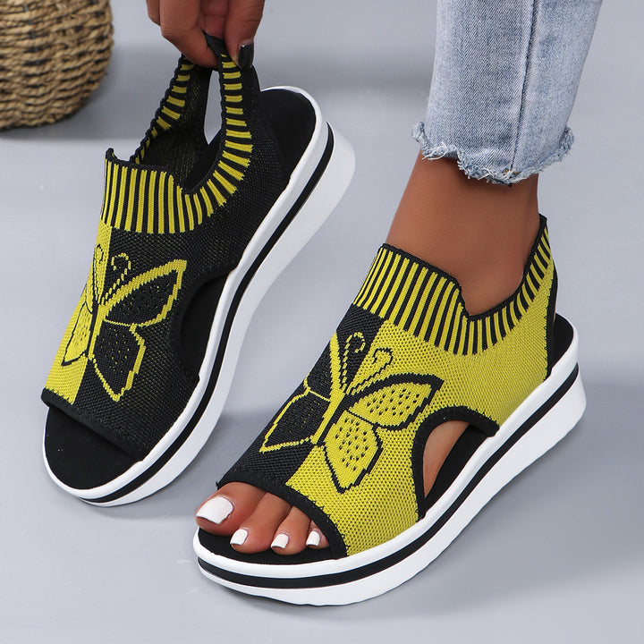Women's knitted wedges with platform sole and butterfly motif Mune Fashion