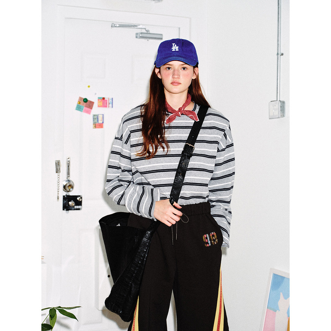 Unisex Striped Long Sleeve Shirt in Maritime Oversized Look with Ribbed Collar Mune Fashion