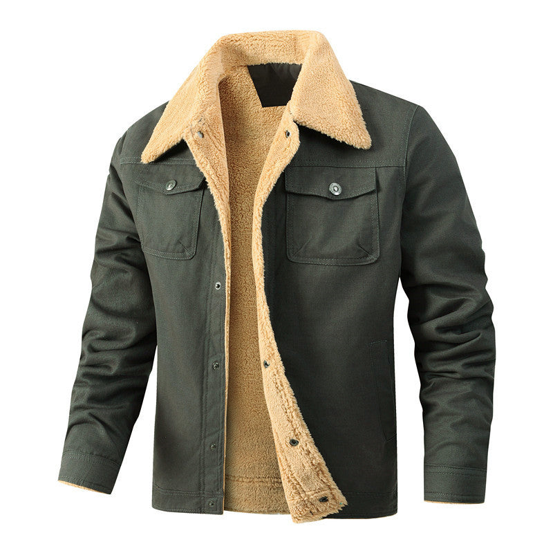 Men's trucker jacket with teddy lining and sturdy canvas outer layer Mune Fashion