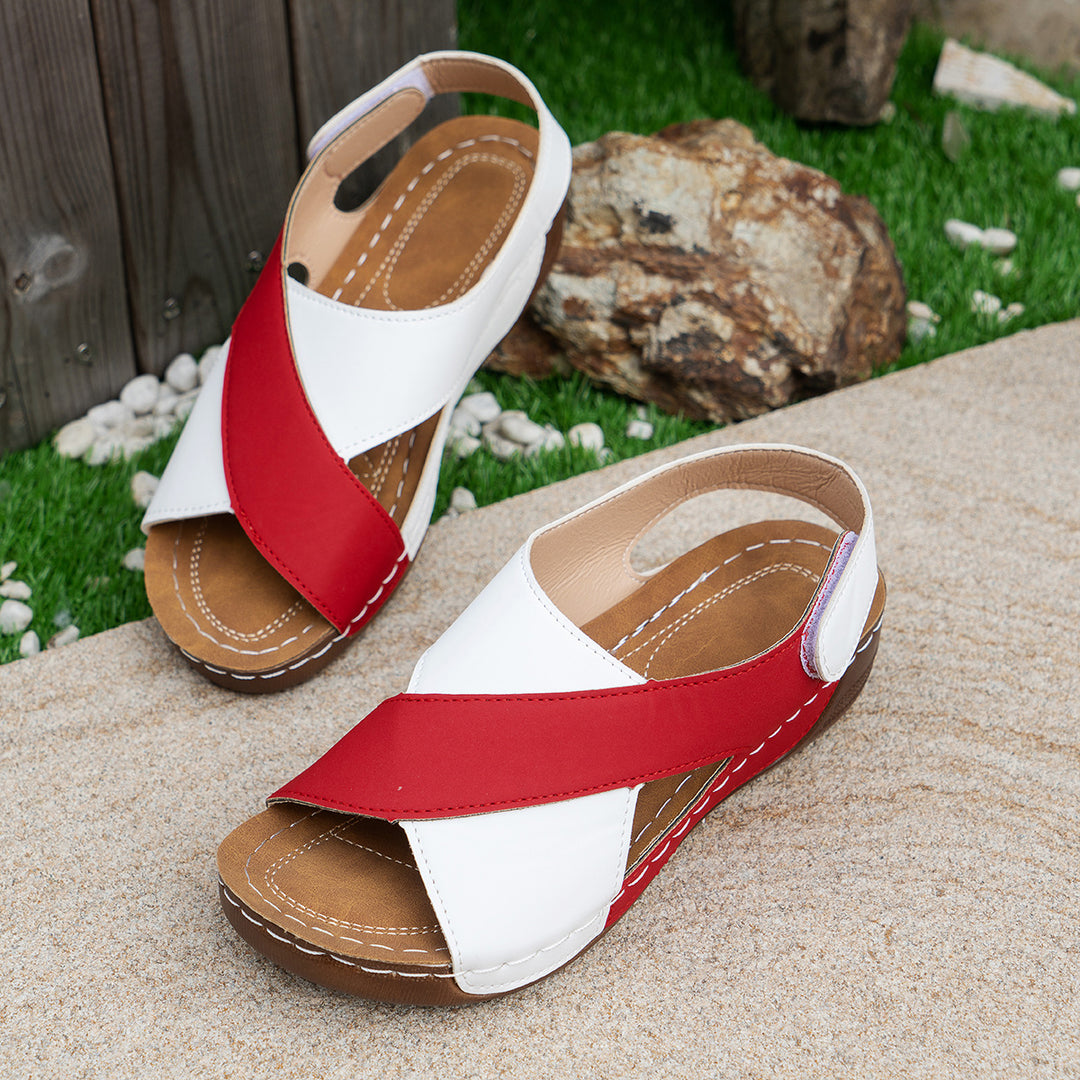 Ladies' orthopedic wedge sandals with memory foam and adjustable heel strap Mune Fashion