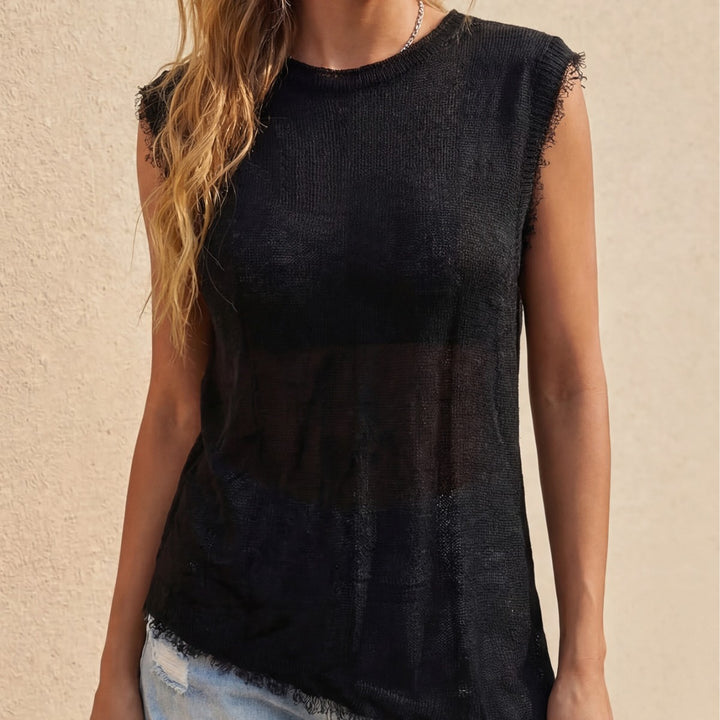 Women's casual linen top with fringed details Mune Fashion