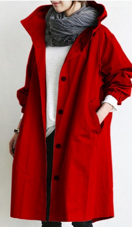 Women's nan lightweight oversized parka coat with hood, drawstring waist and side slit Mune Fashion