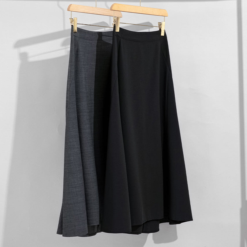 Women's Flowing Maxi Skirt with High Waist, A-Line and Elegant Fall Mune Fashion