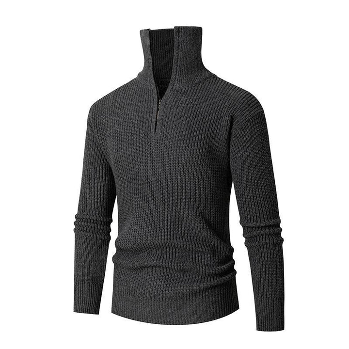 Men's structured half-zip sweater with high collar, robust rib structure and elastic cuffs Mune Fashion