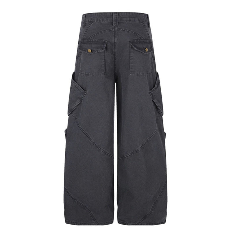 Women Wide High-Waist Cargo Culotte Pants with Multi-Pockets Mune Fashion