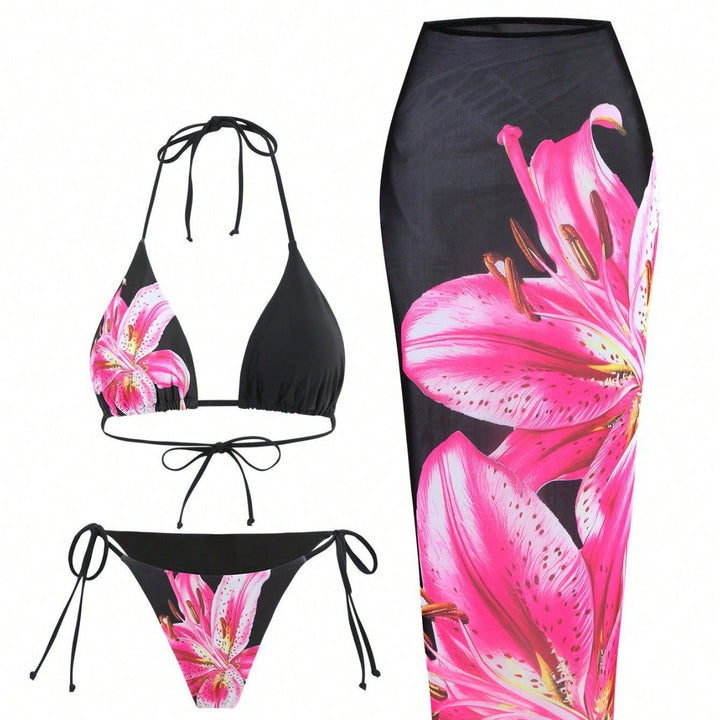 Women's triangle bikini with floral and animal pattern Mune Fashion