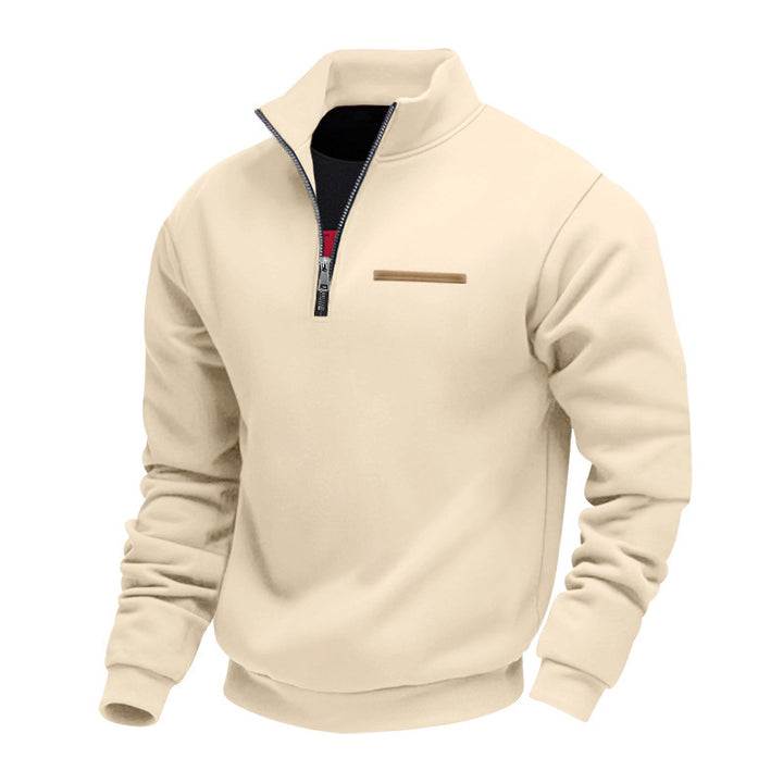 Men's Nan Sweatshirt with Half Zip, Stand Collar and Chest Welt Pocket Mune Fashion