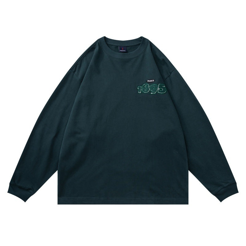 Unisex Oversize-Longsleeve shirt made of cotton blend with ribbed round neck and subtle chest application Mune Fashion