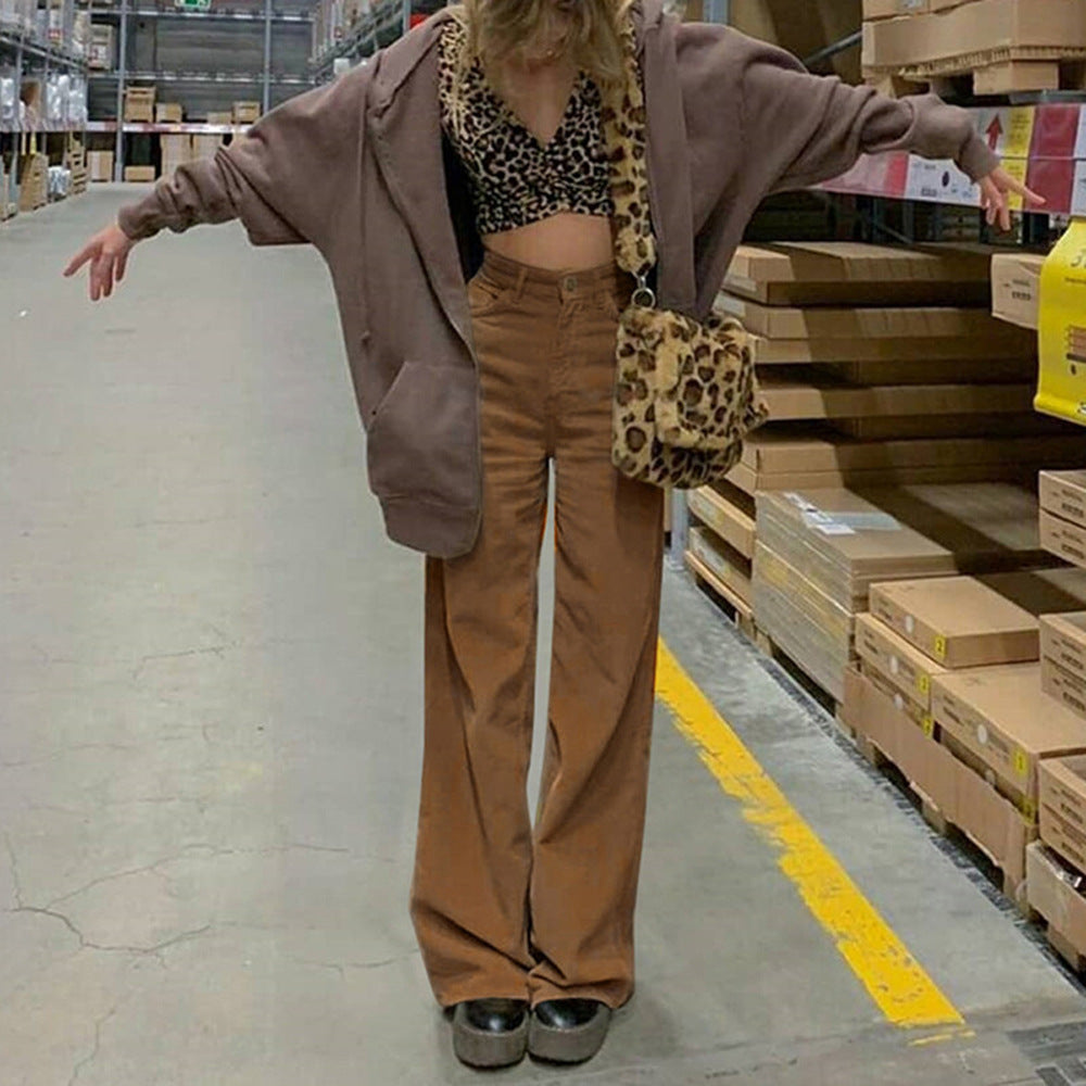 Women's high-waisted wide waistband pants in retro style Mune Fashion