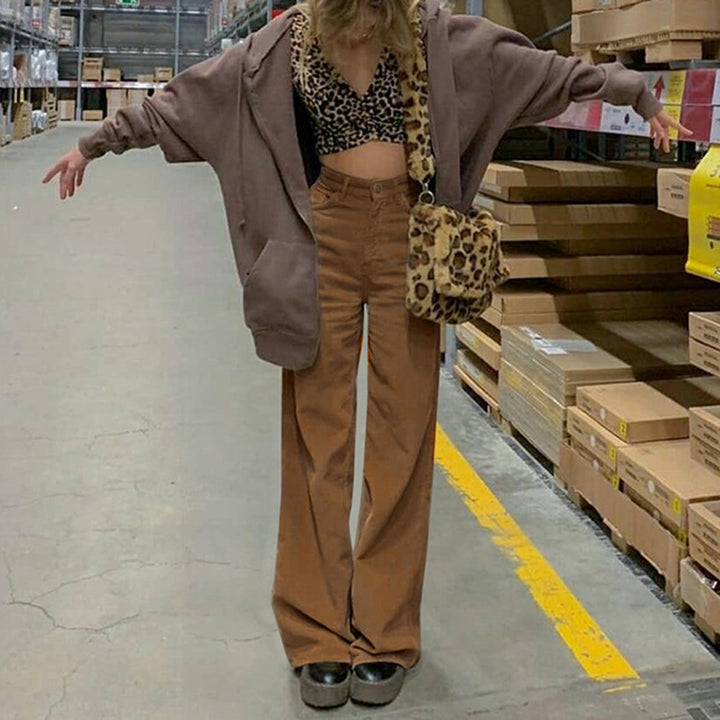 Women's high-waisted wide waistband pants in retro style Mune Fashion