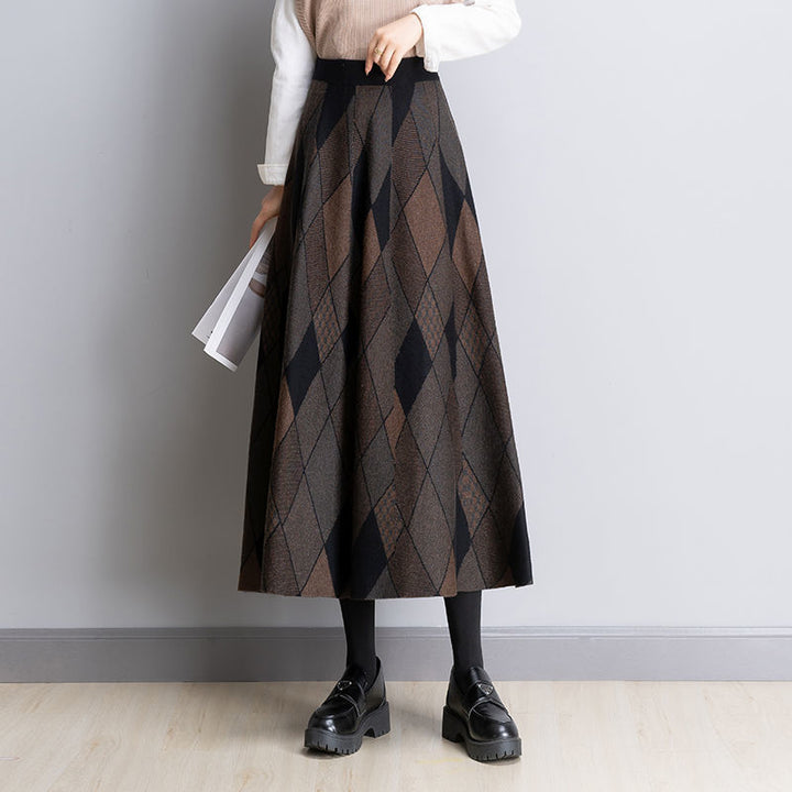 Ladies Long Checked Maxi Skirt Mune Fashion