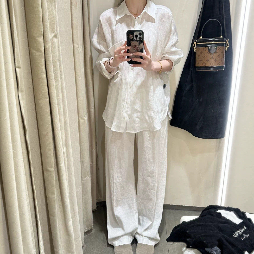 Women's Casual Long Sleeve Linen Blouse Mune Fashion