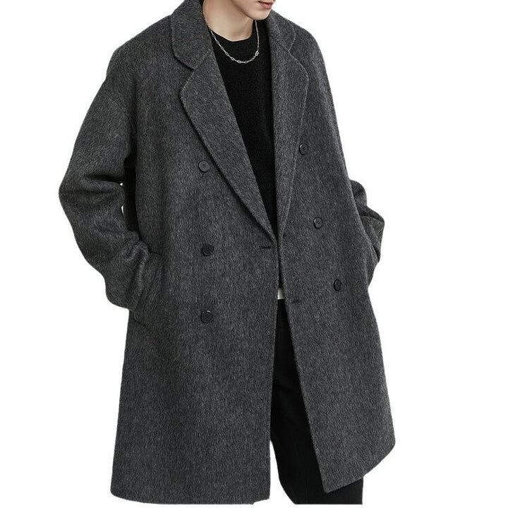 Men's Double-breasted wide-cut wool coat with shawl collar Mune Fashion