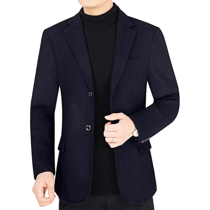 Men's Tailored Short Wool Blend Blazer with Fine Felt Structure and Lapel Mune Fashion