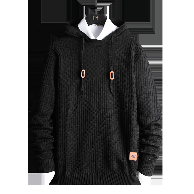 Men's Structured Hooded Knit Sweater with Relief Texture Mune Fashion