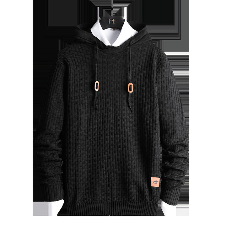 Men's Structured Hooded Knit Sweater with Relief Texture Mune Fashion