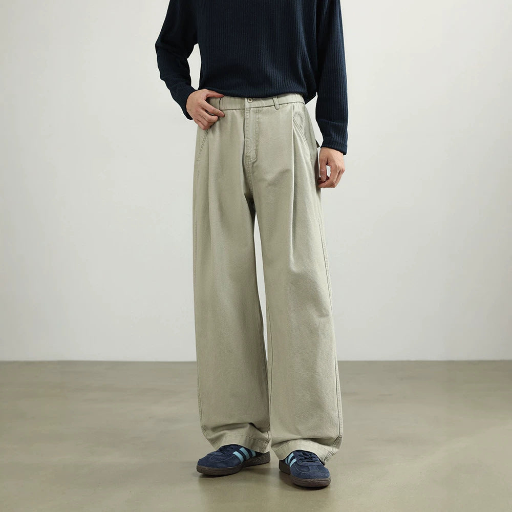 Damen Bundfalten-Hose mit elastischem Taillenbund und weitem Bein Mune Fashion