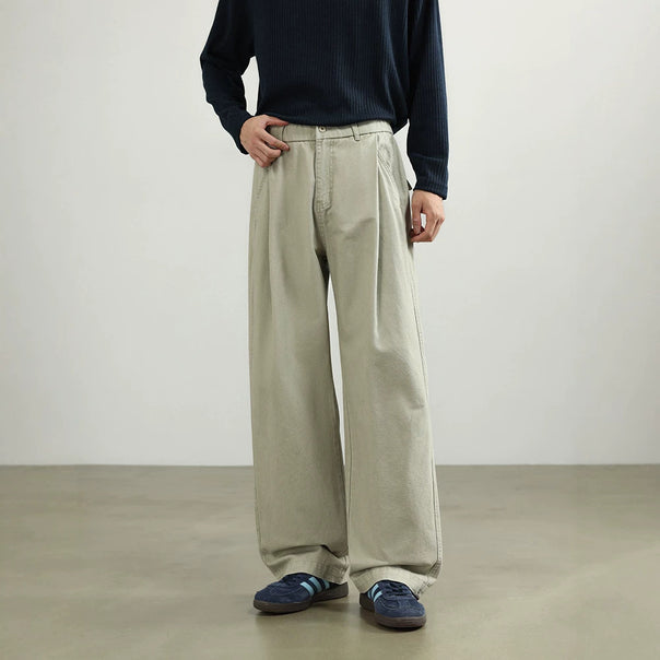 Damen Bundfalten-Hose mit elastischem Taillenbund und weitem Bein Mune Fashion
