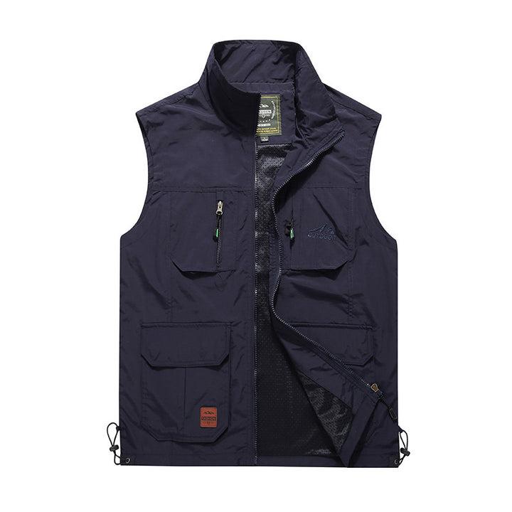 Men's multifunctional outdoor utility vest with zipper, multiple pockets, and breathable mesh lining Mune Fashion