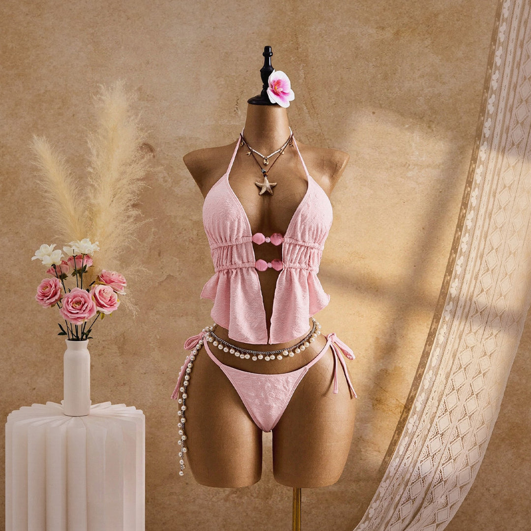 Women Triangle Bikini with airy ruffle Mune Fashion