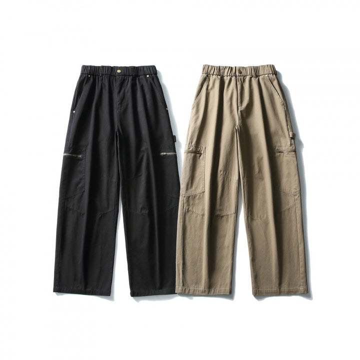 Men's Loose Utility Cargo Pants with Elastic Waistband and Patch Pockets Mune Fashion