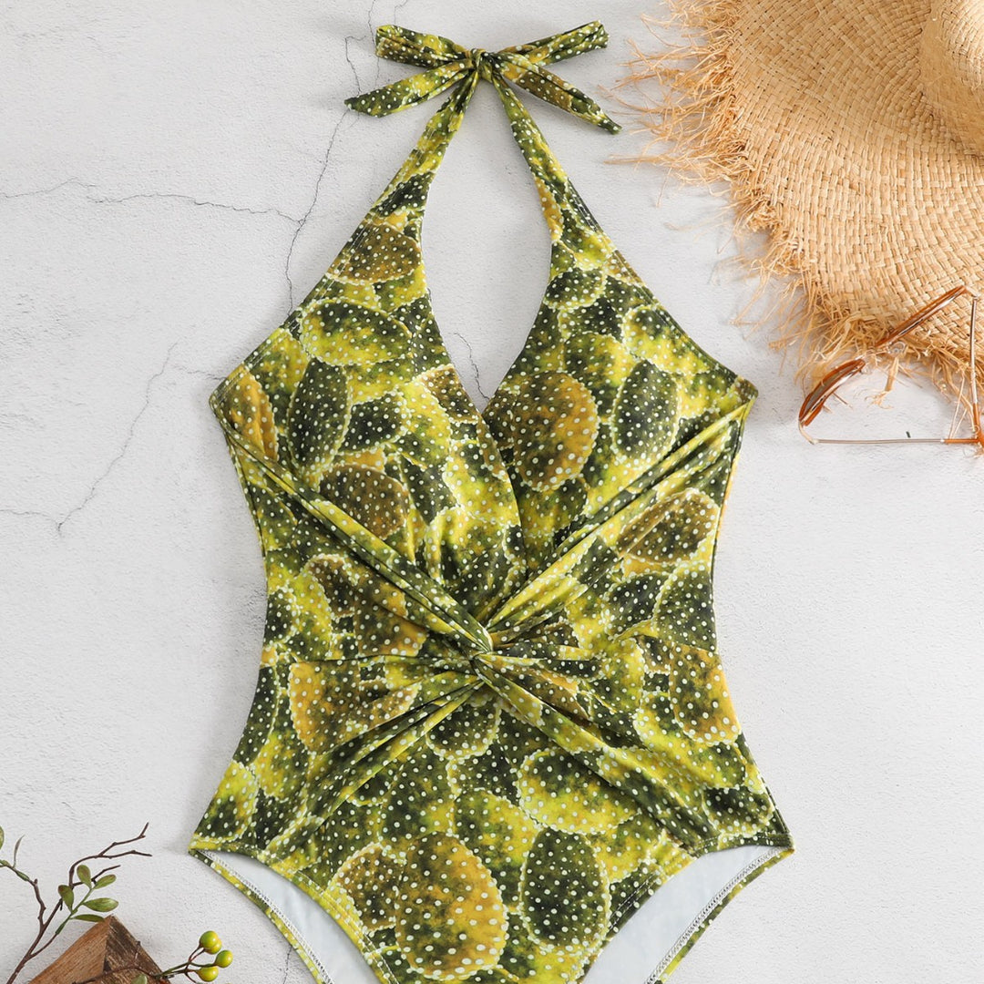 Women's One-Piece Swimsuit with Floral Cactus Design Mune Fashion