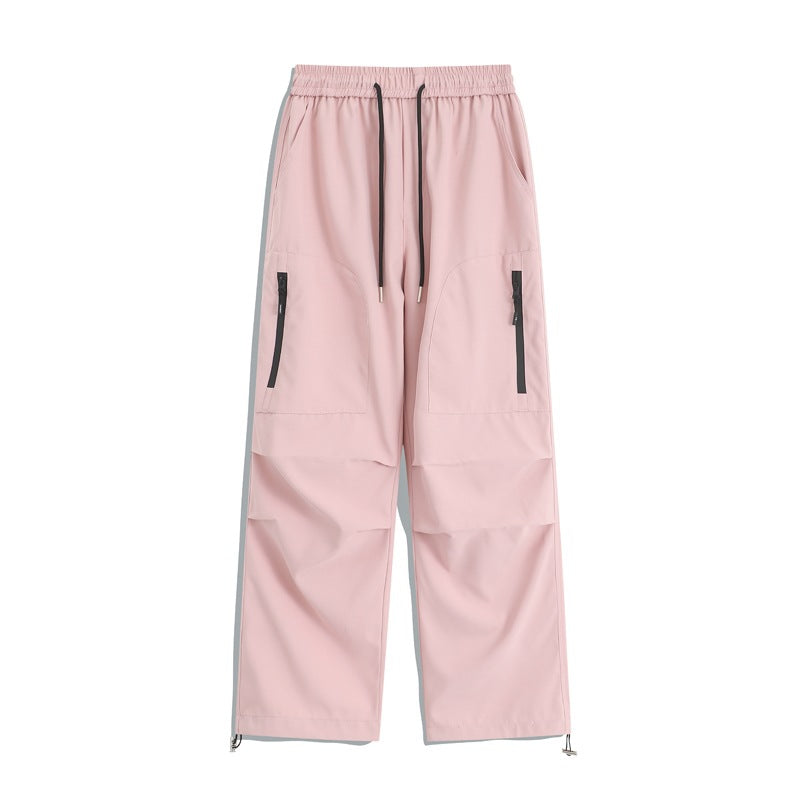 Men's Loose Cargo Training Pants with Elastic Waistband, Zipper Pockets & Hem Drawstring Mune Fashion