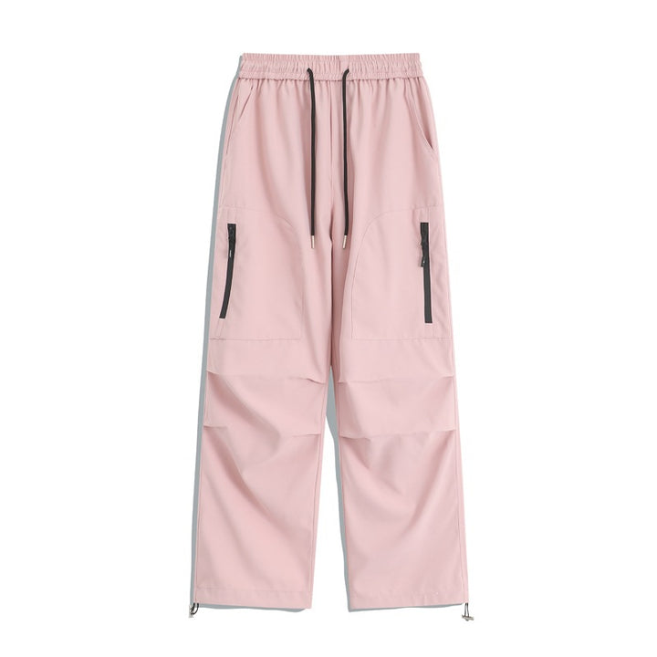 Men's Loose Cargo Training Pants with Elastic Waistband, Zipper Pockets & Hem Drawstring Mune Fashion