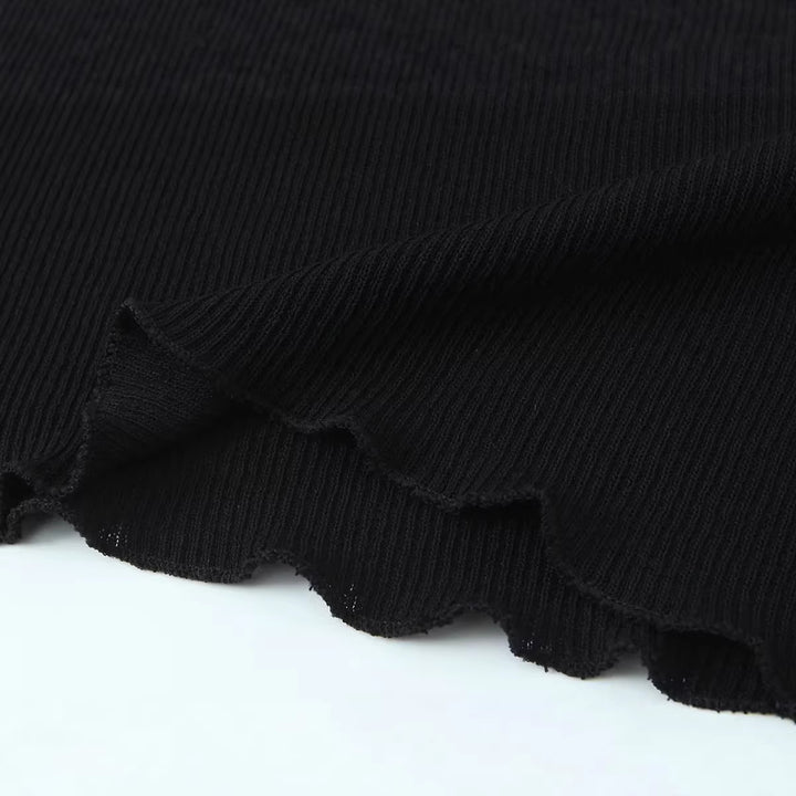 Women's fine-knit top with carmen neckline, spaghetti straps, and lace edge Mune Fashion