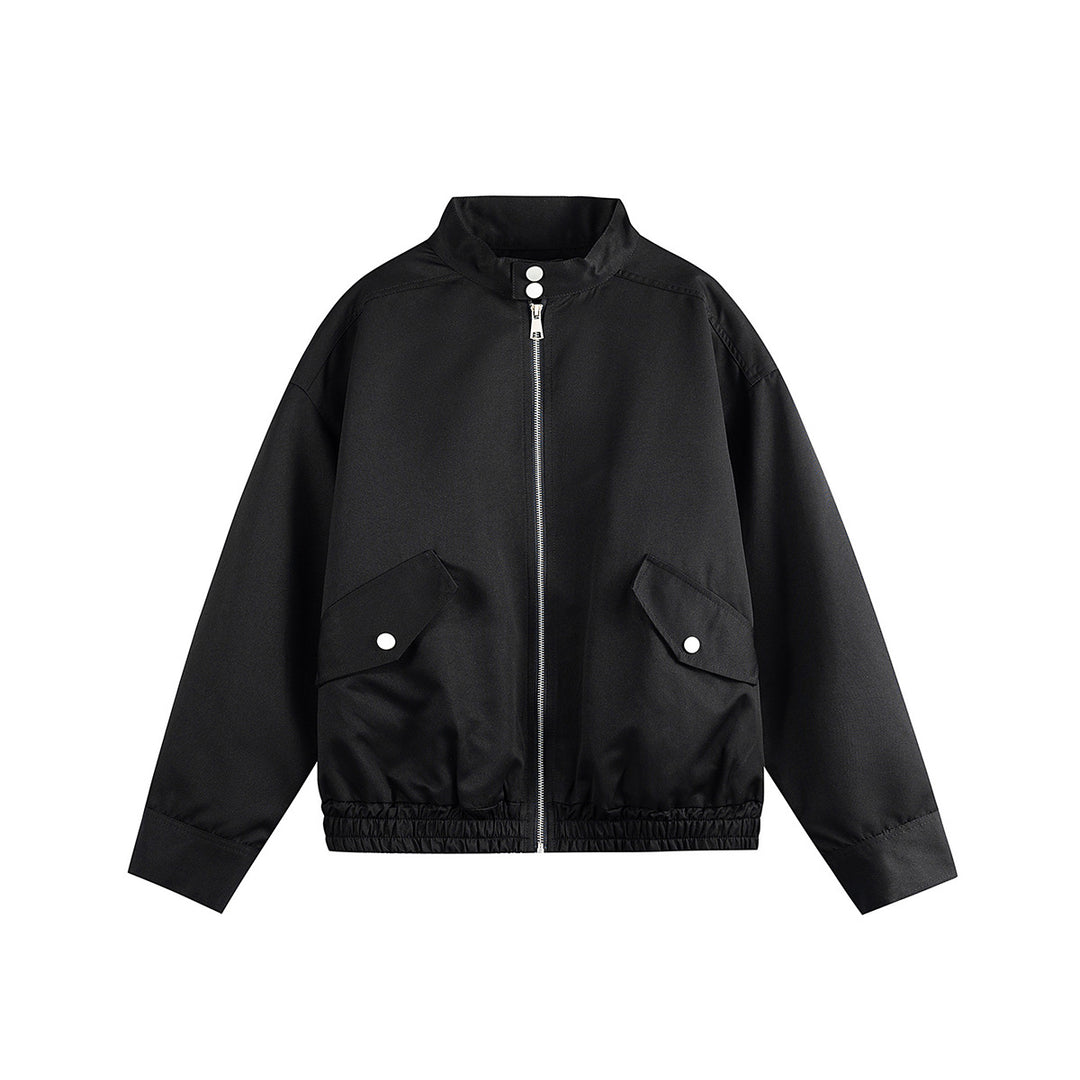 Unisex Boxy Bomber Jacket in Workwear Look with Stand-Up Collar and Flap Pockets Mune Fashion