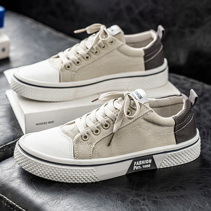 Men's Low-Top Canvas Platform Sneaker with Treaded Rubber Sole and Reinforced Toe Cap Mune Fashion