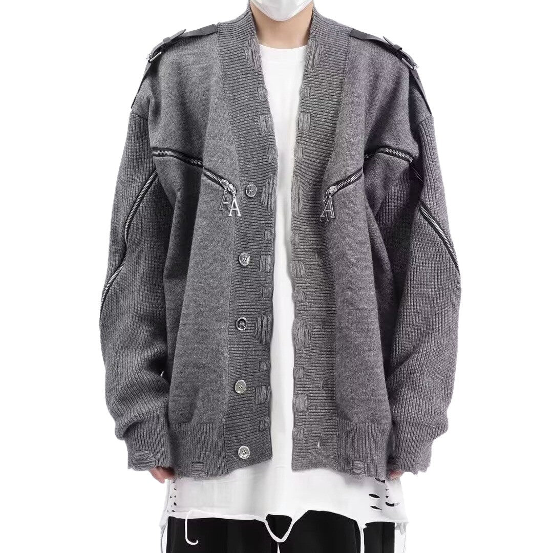 Men's fashionable cardigan with unique design and zippers Mune Fashion